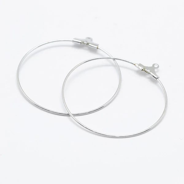1 pár ezüst színű kör nyitható fülbevalóalap (39~42x36~38x0.8mm)