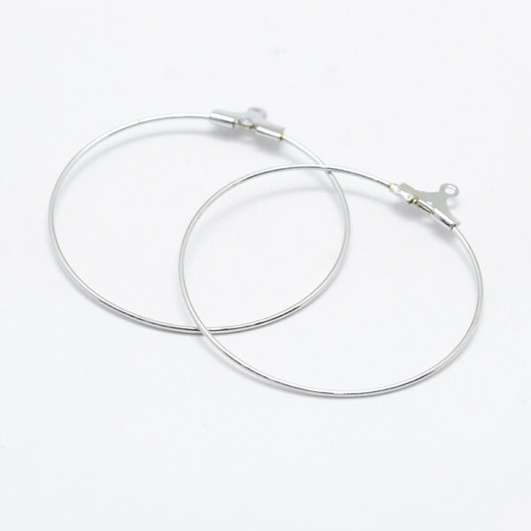 1 pár ezüst színű kör nyitható fülbevalóalap (39~42x36~38x0.8mm)