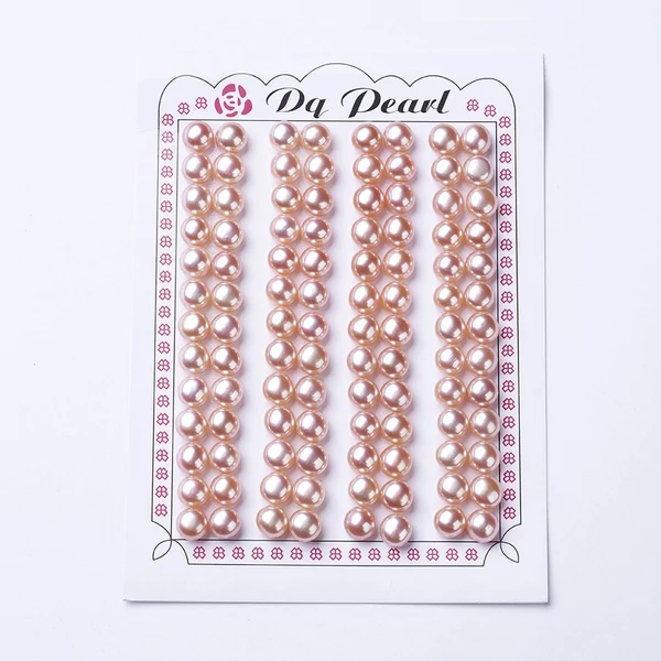 2db Rózsaszín Valódi kagyló gyöngy félig fúrt ( 6.8~7x5.5~6mm)