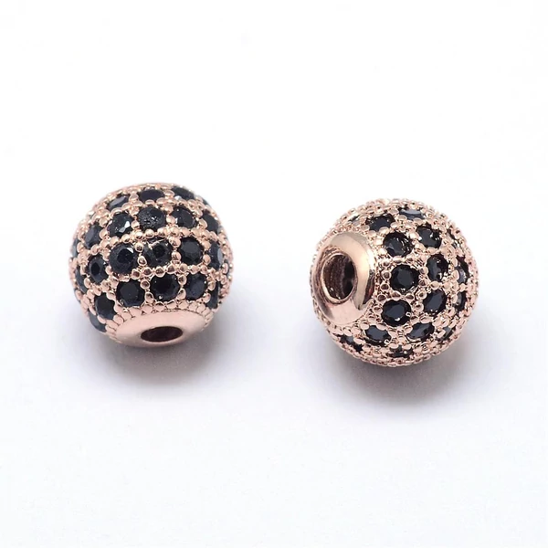 Strasszal díszített rozé arany cirkónia gyöngy (8mm)