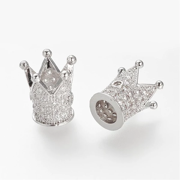 Korona ezüst színű cirkónia gyöngy (12x10mm)