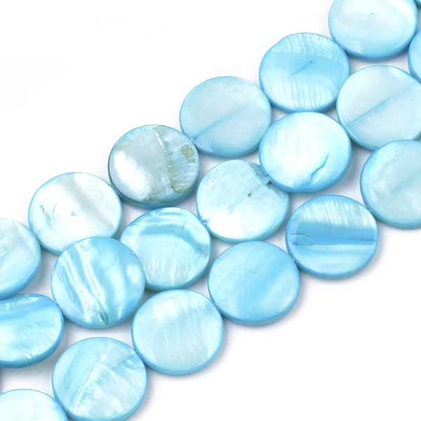 10db Festett édesvízi lapos kerek alakú kék színű gyöngy (15x2.5~4mm)