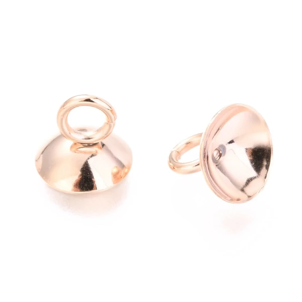 2db Rozé arany színű nemesacél lezáró kupak üveggömbökhöz (5x4mm)