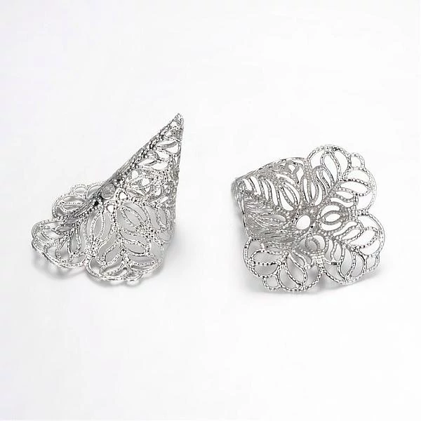 Antikolt ezüst harangvirág gyöngykupak (28x20mm)/2db