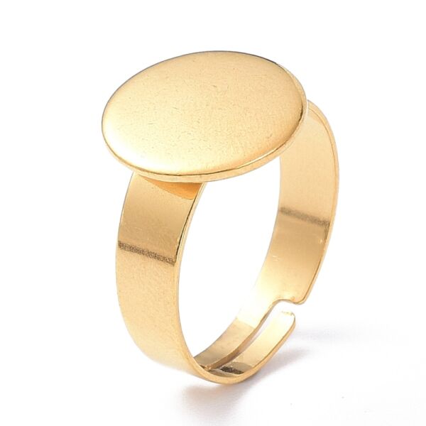 Arany nemesacél ragasztható gyűrűalap (12mm)