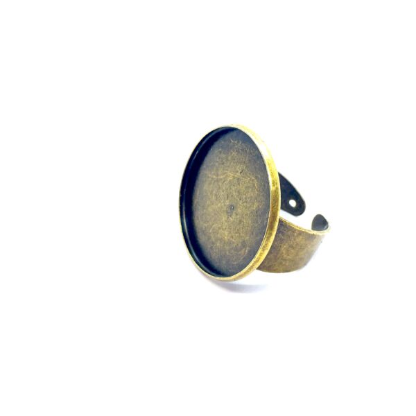 Antikolt bronz színű sima szélű gyűrűalap (25mm)