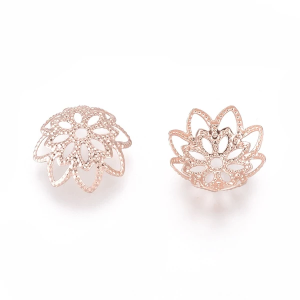 4db Rozé arany nemesacél gyöngykupak (11x4mm)