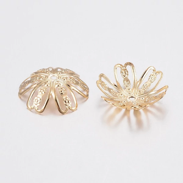 4db Arany nemesacél gyöngykupak (14x4mm)