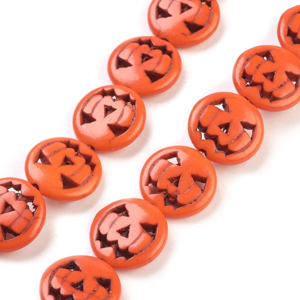 10db Szintetikus türkiz  halloween tök gyöngy (15x3,5mm)