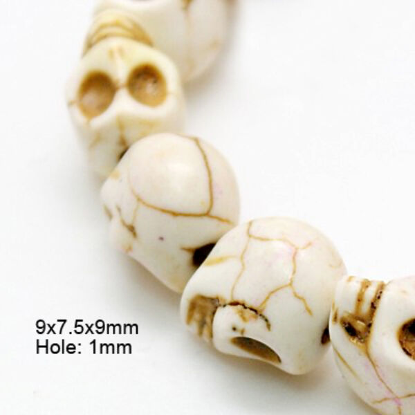 Szintetikus howlit koponya gyöngy (9x7,5mm)