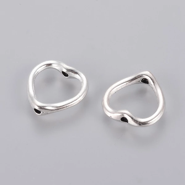 Antikolt ezüst színű szív alakú gyöngykeret/4db