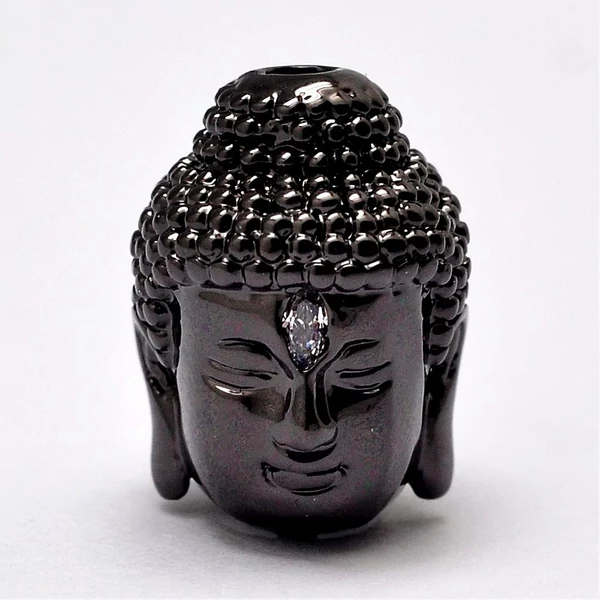 Buddha fej gunmetál színű cirkónia gyöngy (14x10mm)