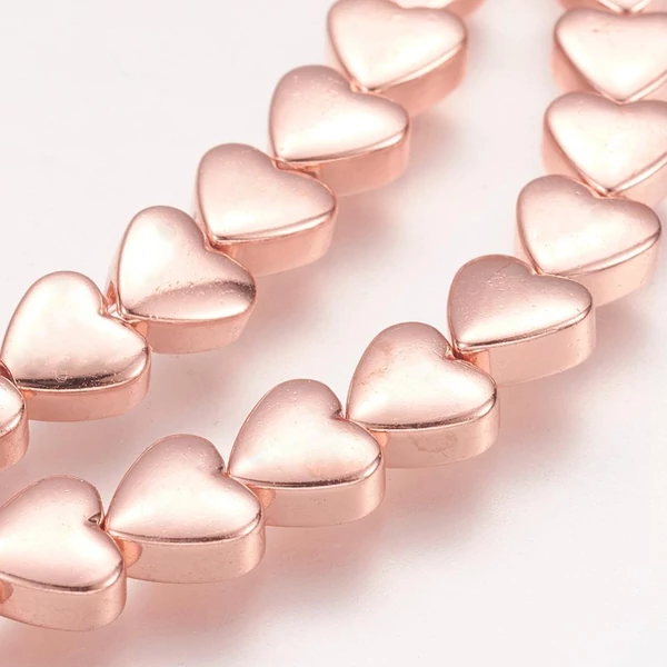 10db Rozé arany színű szív alakú köztes (6x6mm)