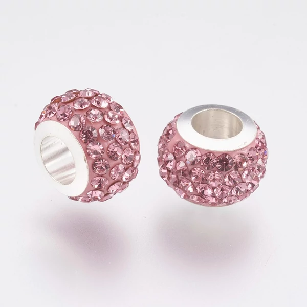 Nemesacél világos rozé strasszos gyöngy