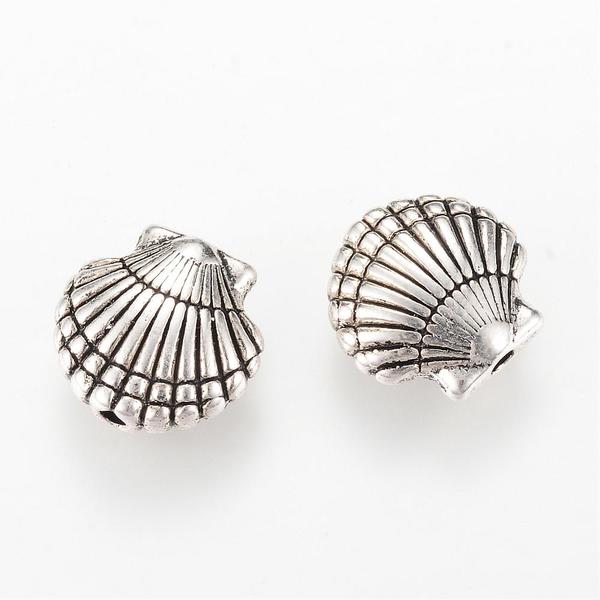 Antikolt ezüst színű kagyló alakú köztes gyöngy (14mm)