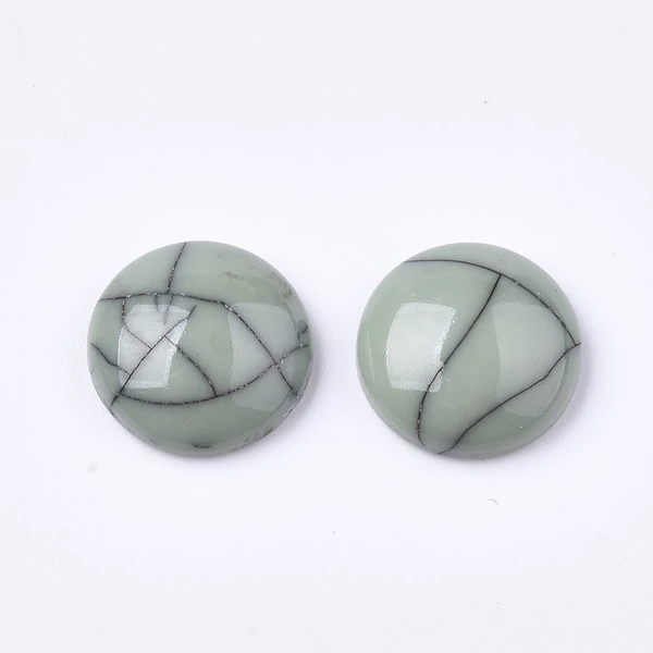 Zöld színű márványos műgyanta kaboson (12mm) /4db