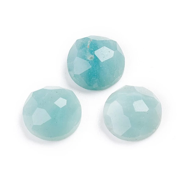 2db Fazettált amazonit ásványkabochon (8mm)