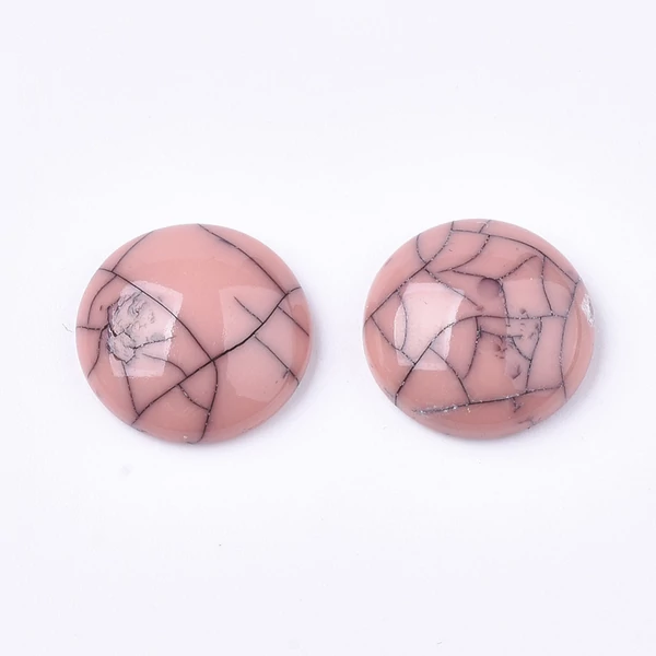 Rózsaszín színű márványos műgyanta kaboson (12mm) /4db