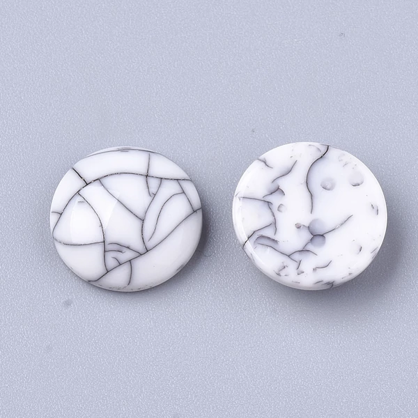 Fehér színű márványos műgyanta kaboson (12mm) /4db