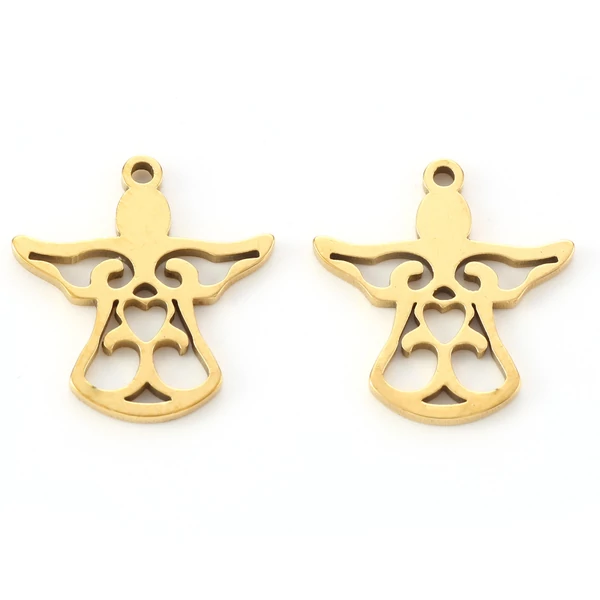 Nemesacél arany színű angyal fityegő