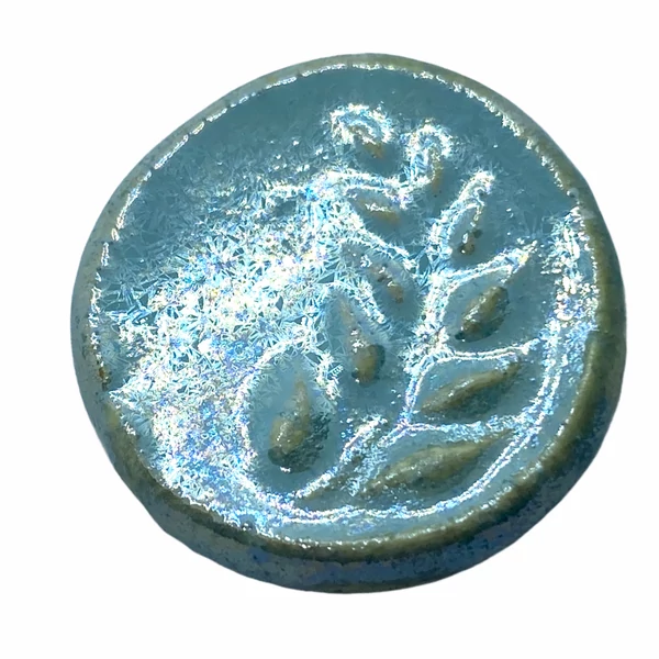 Kézműves gyöngyház leveles porcelán korong (25mm)