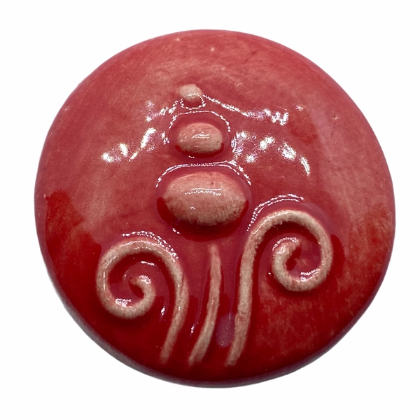 Kézműves piros porcelán korong (35mm)