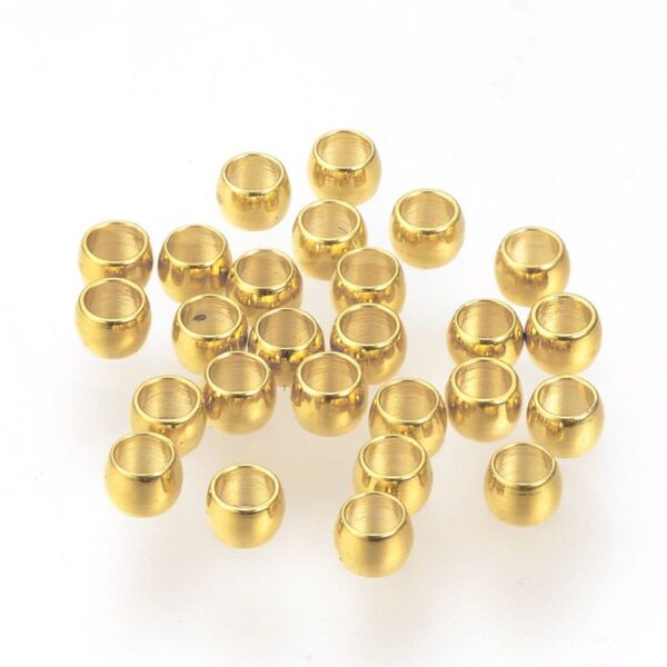 10db arany színű nemesacél stopper 24K arany bevonattal (3x2mm)
