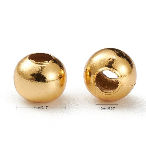 4db Arany színű nemesacél golyó alakú köztes 24K arany bevonattal (4x3,5mm)