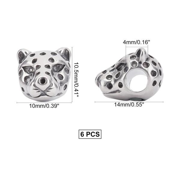 Nemesacél leopárd gyöngy (14x10mm)
