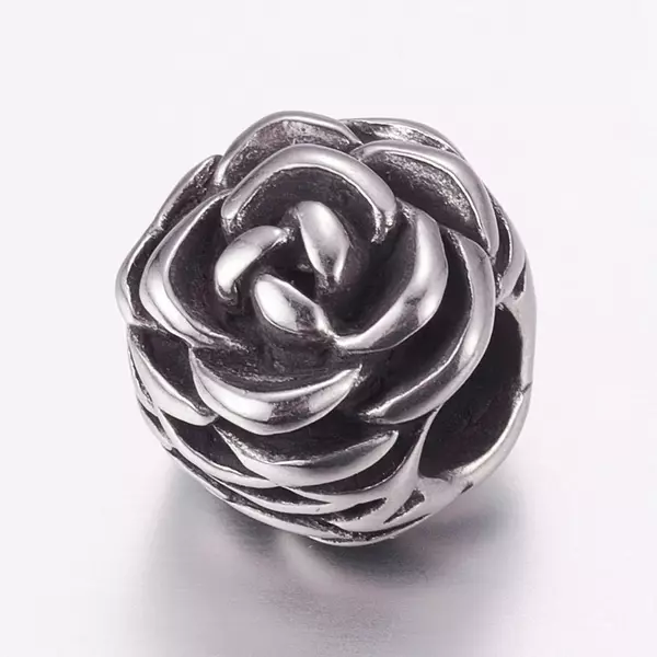 Nemesacél rózsa gyöngy (12x13mm)