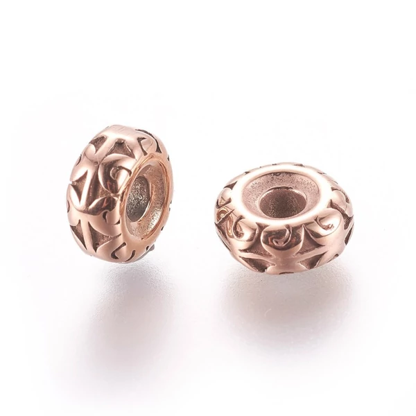 Rozé arany színű nemesacél gyöngy (9,5x4mm)