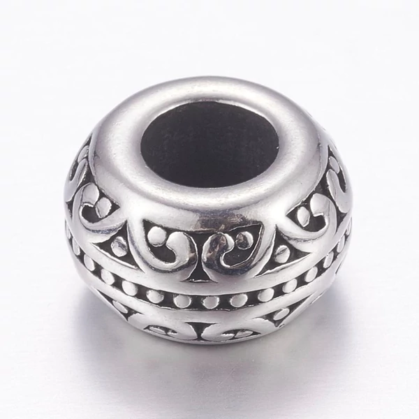 Nemesacél gyöngy (12x7mm)