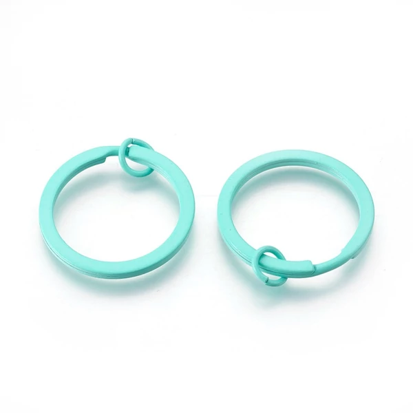 Festett türkiz színű vas kulcstartókarika, 24mm-es belső átmérővel