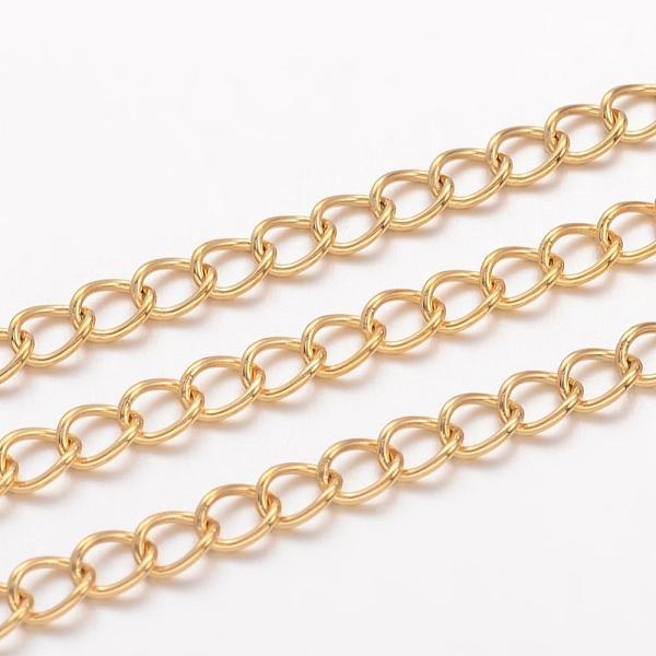 Arany színű nemesacél csavart szemű ékszerlánc (4x3mm)