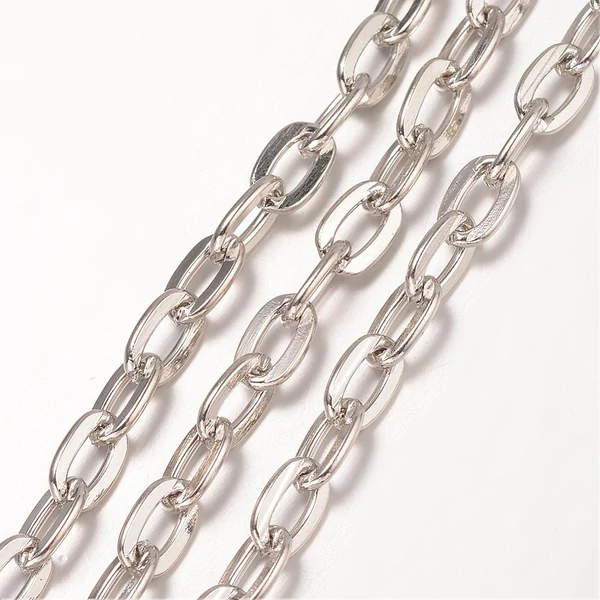 Antikolt ezüst színű keresztezett szemű ékszerlánc (7x4,5mm szemnagyságú)
