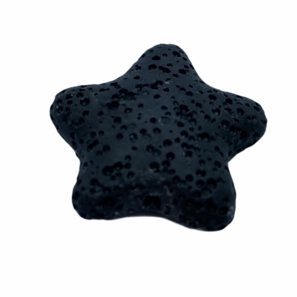 Fekete lávakő csillag alakú átfúrt medál (25mm)