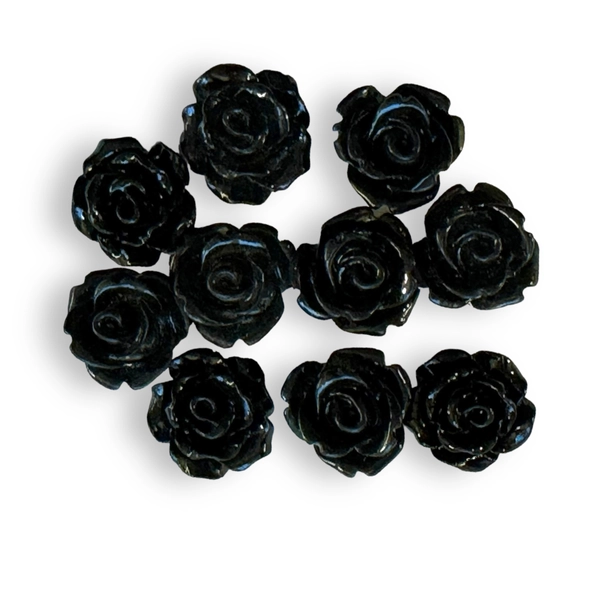 Fekete színű műgyanta virág (10mm) /10db