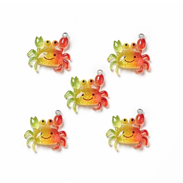 Műgyanta színes rák medál  (28x28.5x8mm)