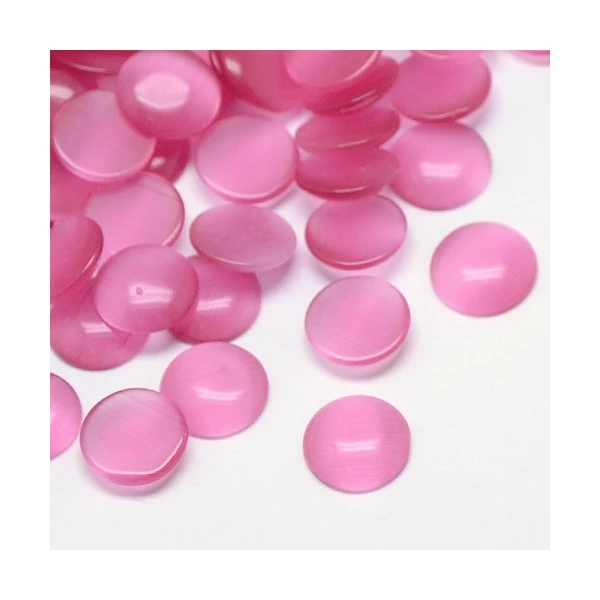 Pink színű macskaszem kaboson (8mm) /4db