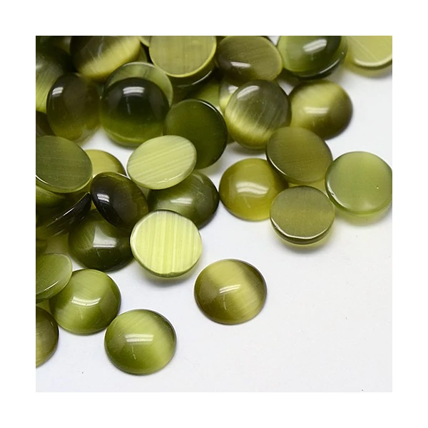 Oliva zöld színű macskaszem kaboson (8mm) /4db