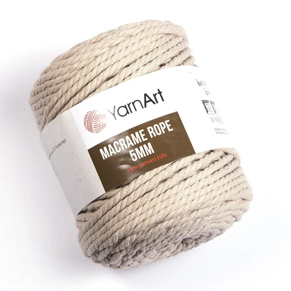 Yarnart Makramé Rope kifésülhető világos barna (753) színű zsinór (5mm)