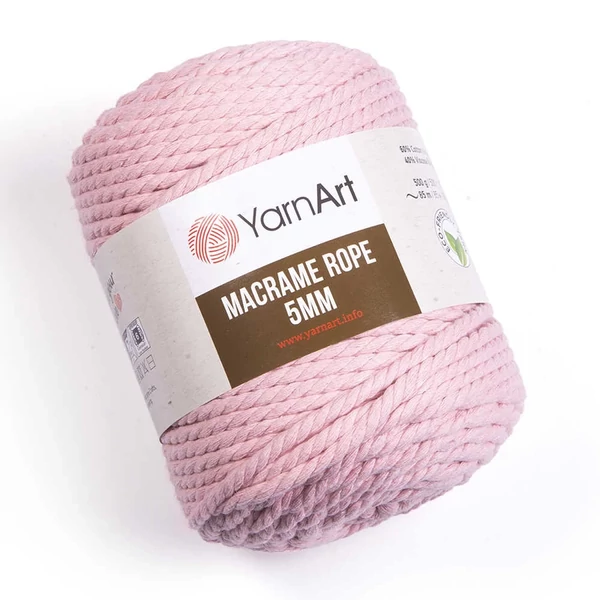 Yarnart Makramé Rope kifésülhető rózsaszín (762) színű zsinór (5mm)