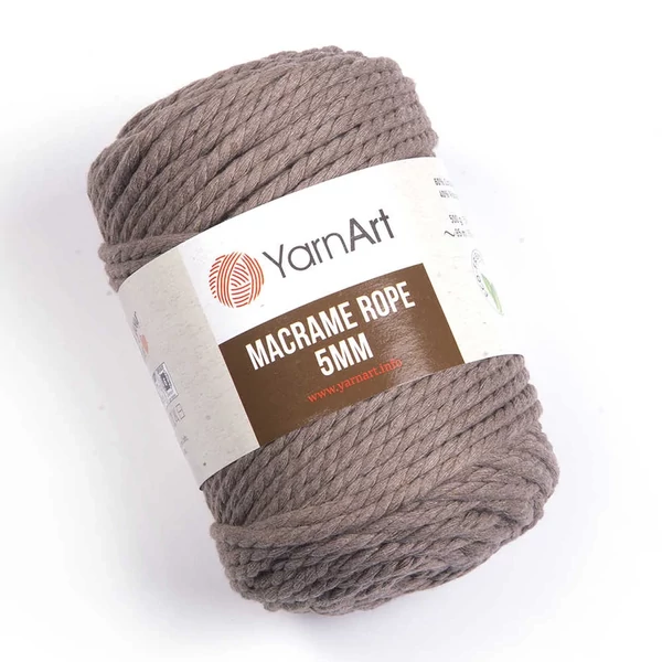 Yarnart Makramé Rope kifésülhető barna (768) színű zsinór (5mm)