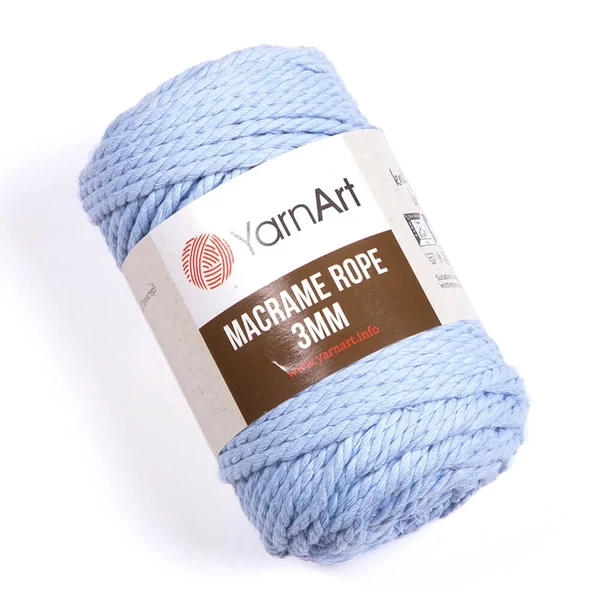 Yarnart Makramé Rope kifésülhető világoskék (760) színű zsinór (3mm)