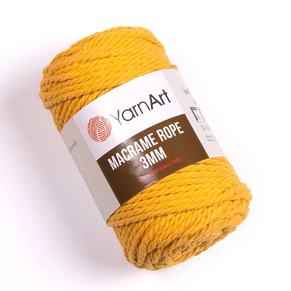 Yarnart Makramé Rope kifésülhető sárga (764) színű zsinór (3mm)