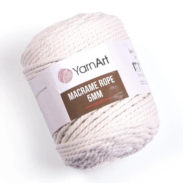 Yarnart Makramé Rope kifésülhető bézs (752) színű zsinór (5mm)