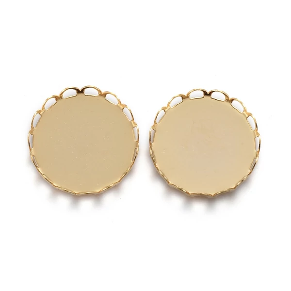 10db Nemesacél arany színű csipkés medálalap (18mm)