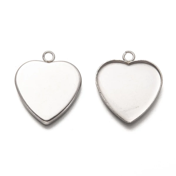 Nemesacél szív medálalap (19x20mm)