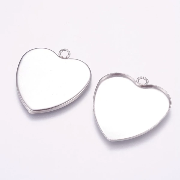 Nemesacél szív medálalap (34x31x1mm)