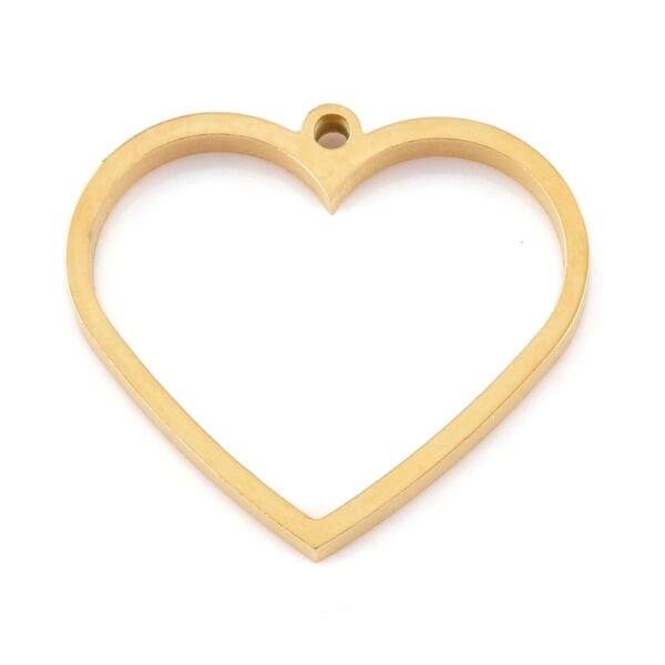 Nemesacél arany színű szív alakú medál műgyanta öntéshez (30x26mm)
